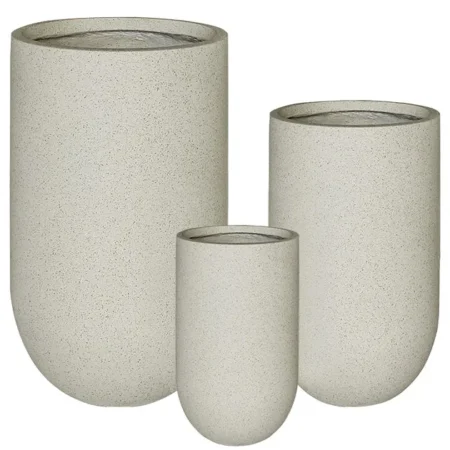 ΚΑΣΠΩ FIBER CLAY ΣΕΤ/3 ΜΠΕΖ ΓΡΑΝΙΤΗ ΨΗΛΟ ΣΤΡΟΓΓΥΛΟ S:Φ26x45, M:Φ36x60, L:Φ46x75cm - Κασπω