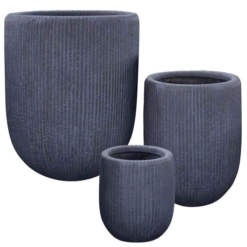 ΚΑΣΠΩ FIBERCLAY ΣΕΤ/3 ΣΚ.ΓΚΡΙ ΣΤΡΟΓΓΥΛΟ-ΓΡΑΜΜΩΣΕΙΣ ΚΑΘΕΤΕΣ S:Φ23x28, M:Φ33x41, L:Φ44x54cm