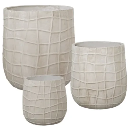 FIBERCLAY ΚΑΣΠΩ ΣΕΤ/3 ΕΚΡΟΥ ΠΛΕΓΜΑ - S:Φ23x23, M:Φ32.5x32.5, L:Φ45x45cm - Κασπω