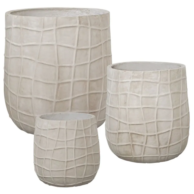 FIBERCLAY ΚΑΣΠΩ ΣΕΤ/3 ΕΚΡΟΥ ΠΛΕΓΜΑ - S:Φ23x23, M:Φ32.5x32.5, L:Φ45x45cm
