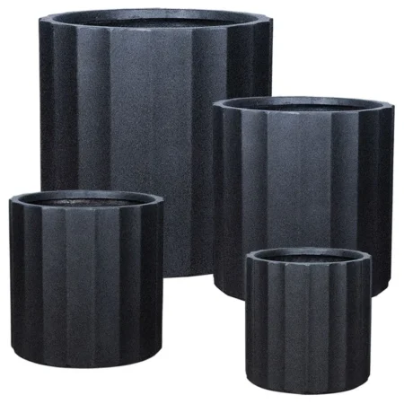 ΚΑΣΠΩ FIBERCLAY ΣΕΤ/4 ΜΑΥΡΟ KYΛΙΝΔΡΟΣ ΚΙOΝΑΣ - S:Φ39x39.5, M:Φ46x46, L:Φ55x55, XL:Φ70x70cm - Κασπω