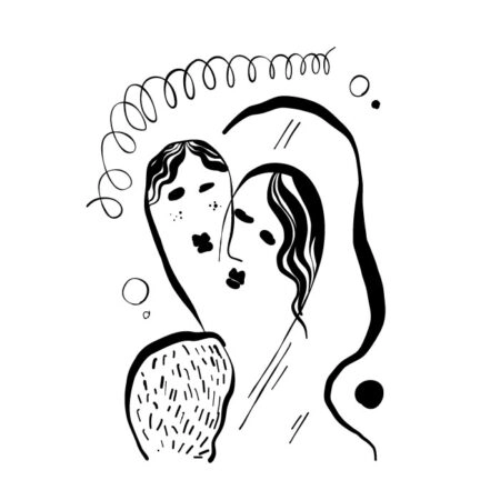 Πόστερ ABSTRACT BLACK AND WHITE COUPLE - Πορτραιτα - Φιγουρες Sticky 3