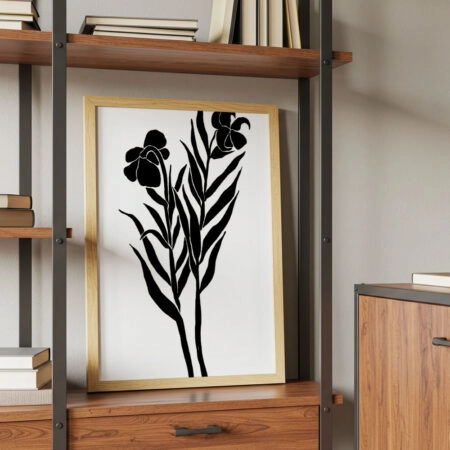 Πόστερ ABSTRACT BLACK AND WHITE FLOWERS