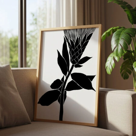 Πόστερ ABSTRACT BLACK AND WHITE FLOWER