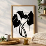 Πόστερ ABSTRACT BLACK AND WHITE LEAVES 2