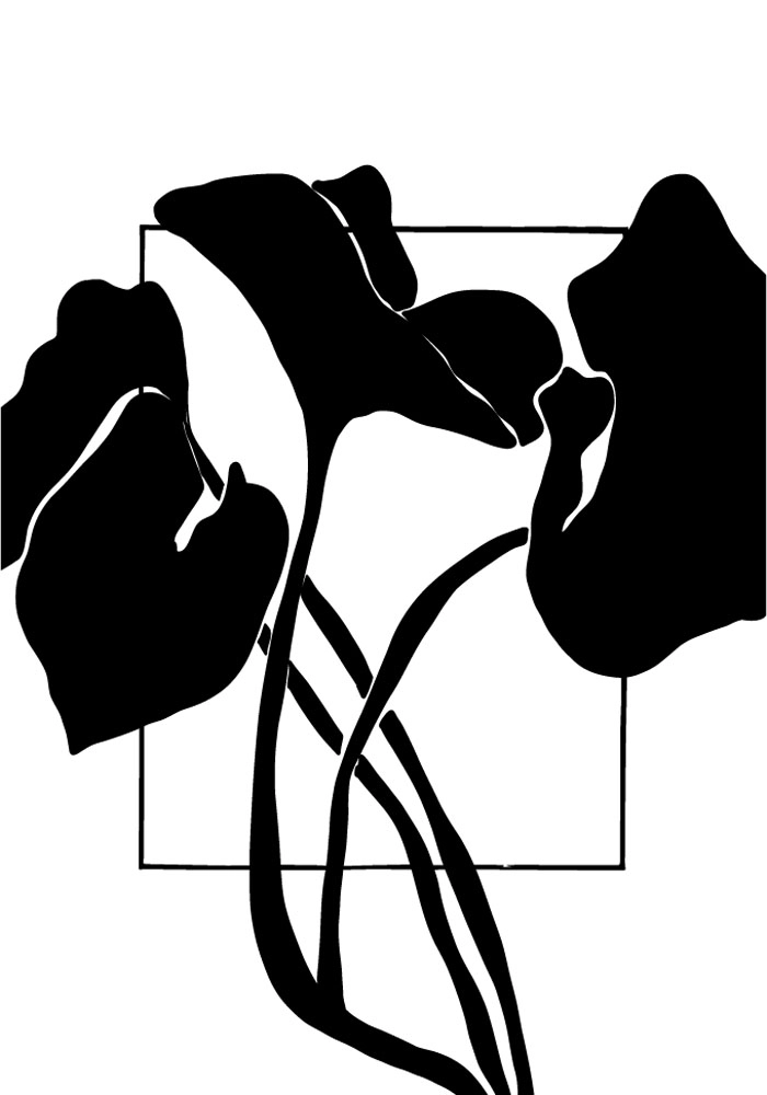 Πόστερ ABSTRACT BLACK AND WHITE LEAVES 2