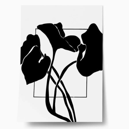 Πόστερ ABSTRACT BLACK AND WHITE LEAVES 2 - Abstract - Αφηρημένα Sticky 1