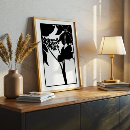 Πόστερ ABSTRACT BLACK AND WHITE LEAVES
