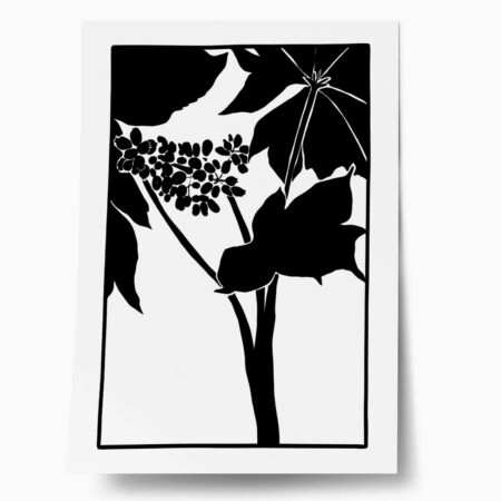 Πόστερ ABSTRACT BLACK AND WHITE LEAVES - Botanical - Λουλούδια Sticky 1