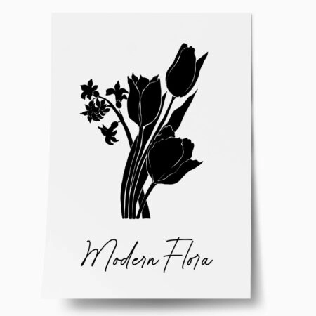 Πόστερ ABSTRACT BLACK AND WHITE MODERN FLORA - Botanical - Λουλούδια Sticky 1