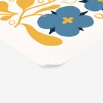Πόστερ ABSTRACT BLUE AND ORANGE FLOWERS