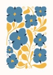Πόστερ ABSTRACT BLUE AND ORANGE FLOWERS