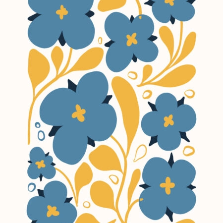 Πόστερ ABSTRACT BLUE AND ORANGE FLOWERS - Botanical - Λουλούδια Sticky 3