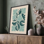 Πόστερ ABSTRACT MINT AND GREEN FLOWERS