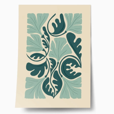 Πόστερ ABSTRACT MINT AND GREEN FLOWERS - Abstract - Αφηρημένα Sticky 1