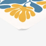Πόστερ ABSTRACT ORANGE AND BLUE FLOWERS