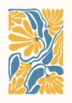 Πόστερ ABSTRACT ORANGE AND BLUE FLOWERS