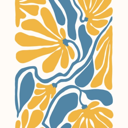 Πόστερ ABSTRACT ORANGE AND BLUE FLOWERS - Botanical - Λουλούδια Sticky 3
