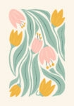 Πόστερ ABSTRACT PINK AND ORANGE FLOWERS