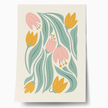 Πόστερ ABSTRACT PINK AND ORANGE FLOWERS - Botanical - Λουλούδια Sticky 1