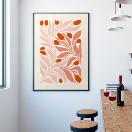 Πόστερ ABSTRACT PINK AND RED FLOWERS