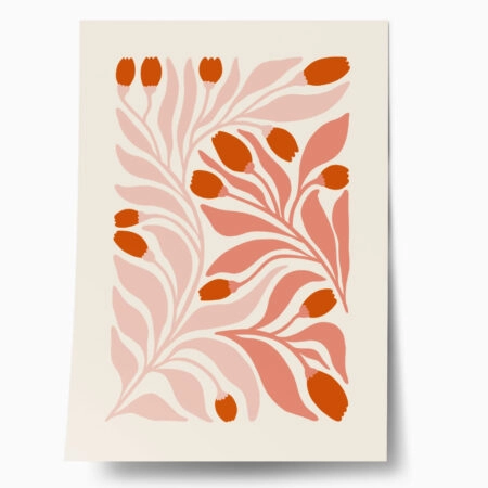 Πόστερ ABSTRACT PINK AND RED FLOWERS - Botanical - Λουλούδια Sticky 1