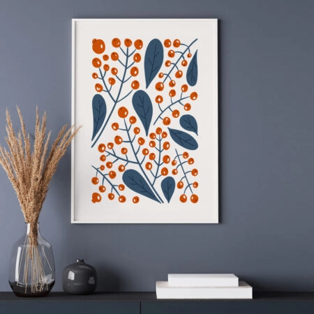 Πόστερ ABSTRACT RED AND BLUE FLOWERS