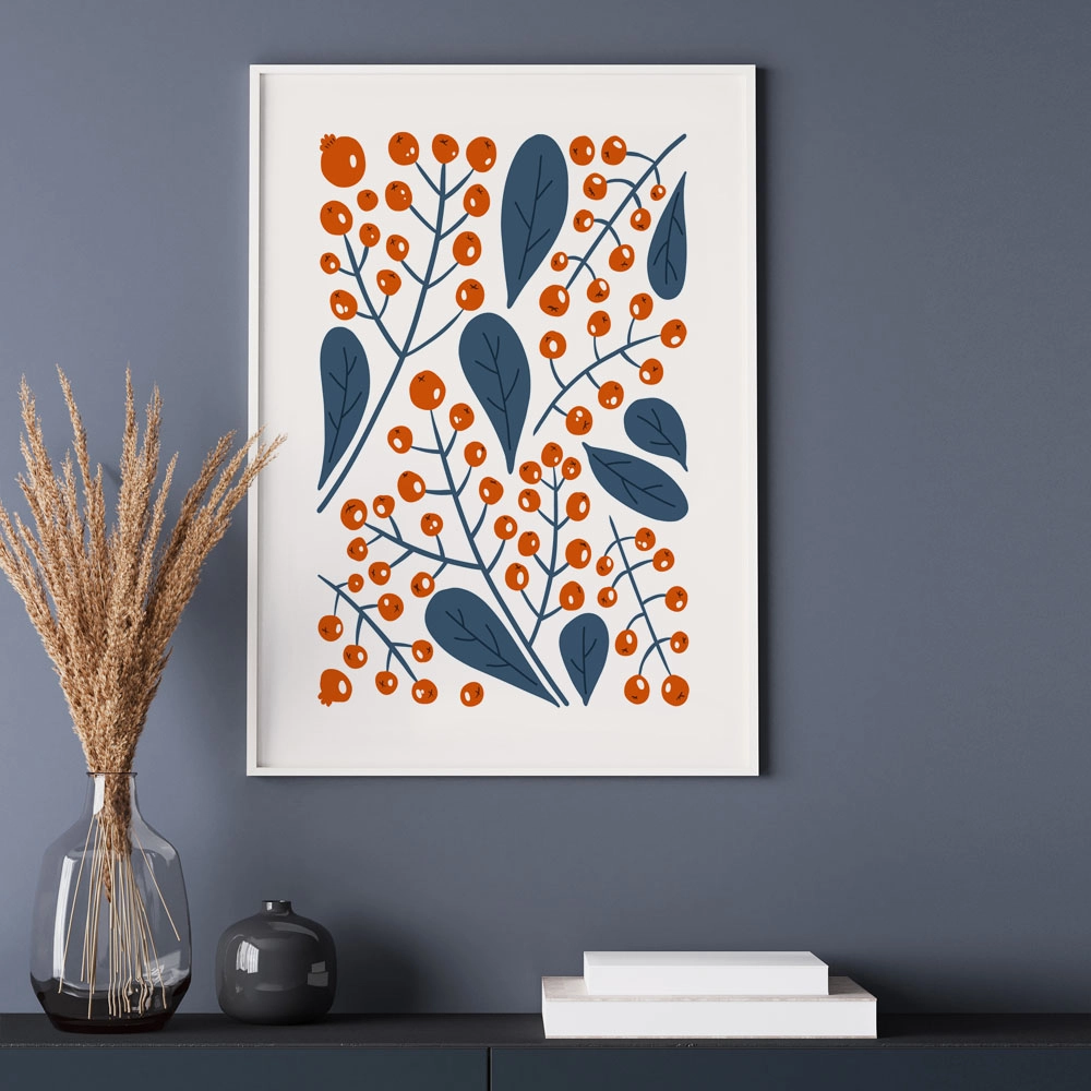 Πόστερ ABSTRACT RED AND BLUE FLOWERS