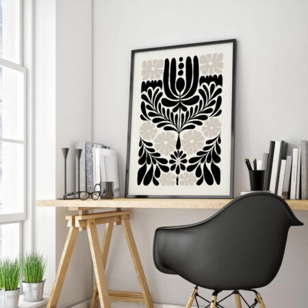 Πόστερ BLACK AND WHITE FLORAL 10