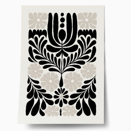 Πόστερ BLACK AND WHITE FLORAL 10 - Abstract - Αφηρημένα Sticky 1