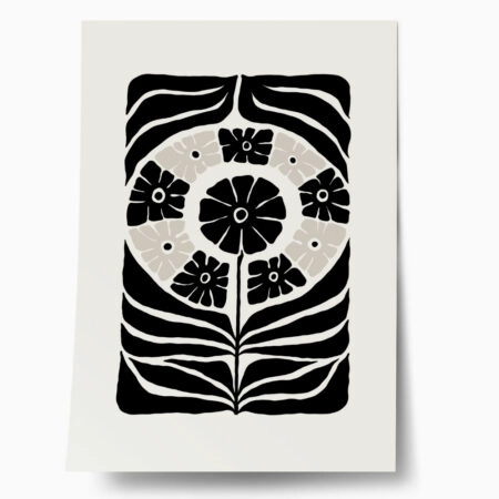Πόστερ BLACK AND WHITE FLORAL 11 - Abstract - Αφηρημένα Sticky 1