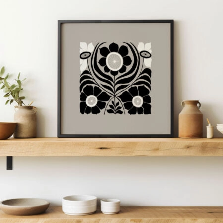 Πόστερ BLACK AND WHITE FLORAL 16