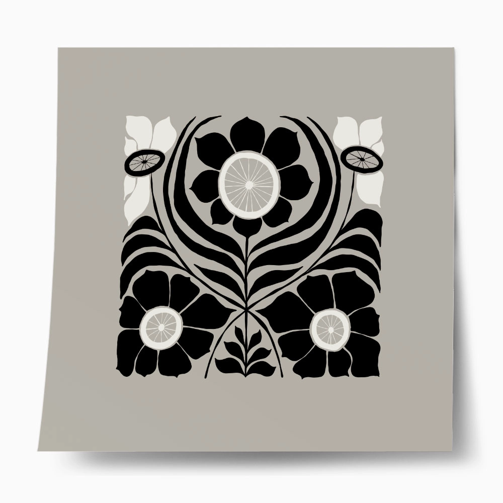 Πόστερ BLACK AND WHITE FLORAL 16