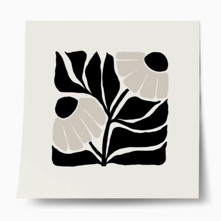 Πόστερ BLACK AND WHITE FLORAL 17 - Abstract - Αφηρημένα Sticky 1