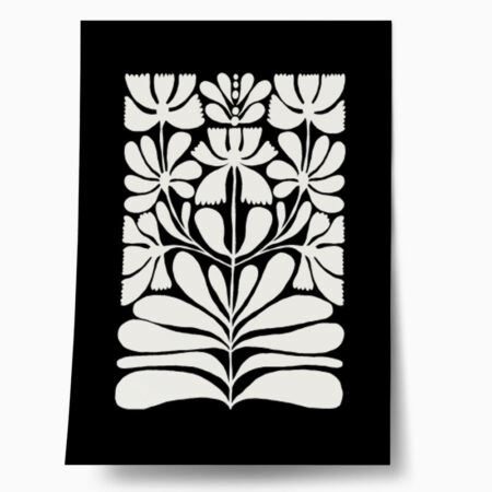 Πόστερ BLACK AND WHITE FLORAL 6 - Abstract - Αφηρημένα Sticky 1