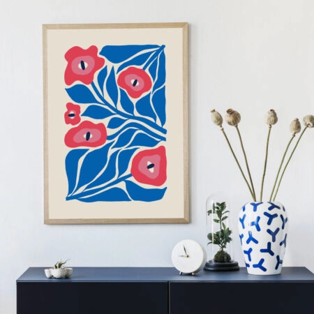 Πόστερ BLUE AND PINK ABSTRACT FLORAL 3