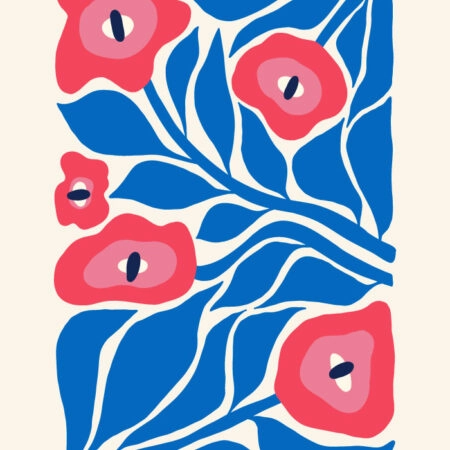 Πόστερ BLUE AND PINK ABSTRACT FLORAL 3 - Botanical - Λουλούδια Sticky 3
