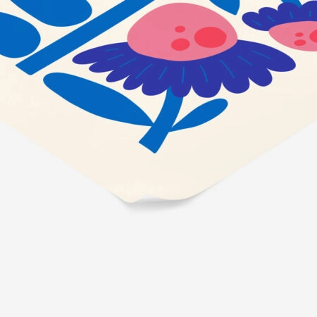 Πόστερ BLUE AND PINK ABSTRACT FLORAL - Botanical - Λουλούδια Sticky 2