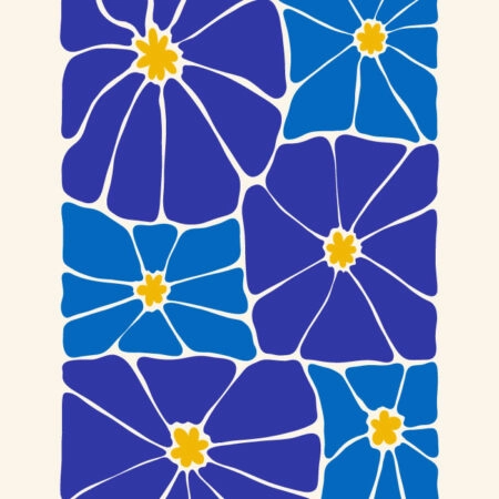 Πόστερ BLUE AND YELLOW ABSTRACT FLORAL - Botanical - Λουλούδια Sticky 3