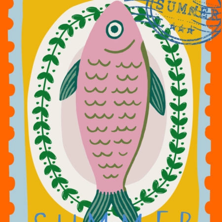 Πόστερ FISH PLATE SUMMER ILLUSTRATION - Food & Drink Sticky 3
