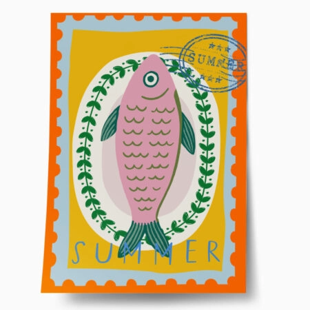 Πόστερ FISH PLATE SUMMER ILLUSTRATION - Food & Drink Sticky 1