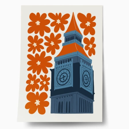 Πόστερ FLORAL TRAVEL BIG BEN - Πολεις - Χαρτες Sticky 1