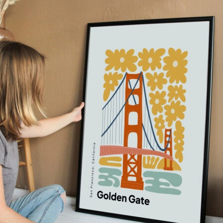 Πόστερ FLORAL TRAVEL GOLDEN GATE - Πολεις - Χαρτες