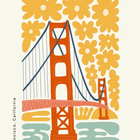 Πόστερ FLORAL TRAVEL GOLDEN GATE - Πολεις - Χαρτες Sticky 3