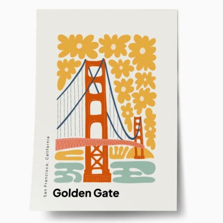 Πόστερ FLORAL TRAVEL GOLDEN GATE - Πολεις - Χαρτες Sticky 1