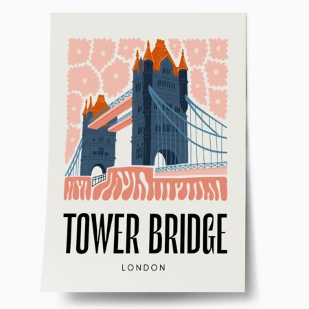 Πόστερ FLORAL TRAVEL LONDON TOWER BRIDGE - Πολεις - Χαρτες Sticky 1