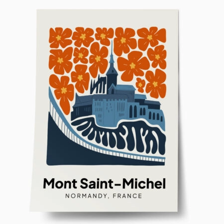 Πόστερ FLORAL TRAVEL MONT SAINT-MICHEL FRANCE - Πολεις - Χαρτες Sticky 1