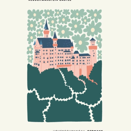 Πόστερ FLORAL TRAVEL NEUSCHWANSTEIN CASTLE - Τοπια - Φυση Sticky 3
