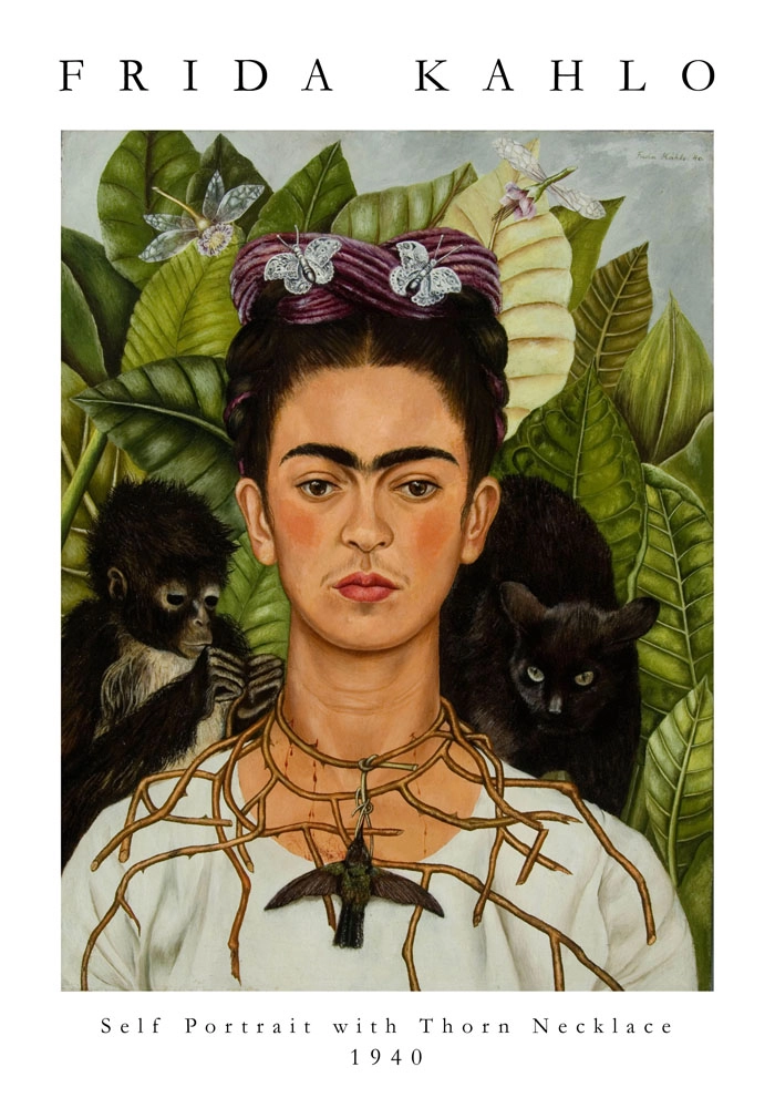 Πόστερ FRIDA KAHLO - SELF PORTRAIT WITH NECKLACE OF THORNS
