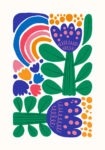 Πόστερ GREEN AND BLUE ABSTRACT FLORAL